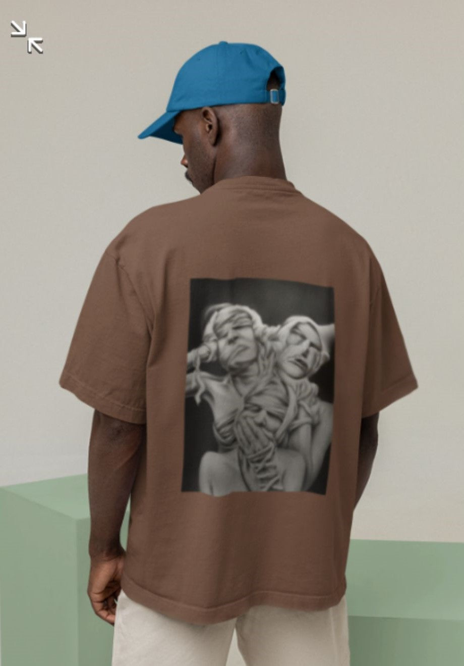 blindfolded and bound human figures oversize t shirt