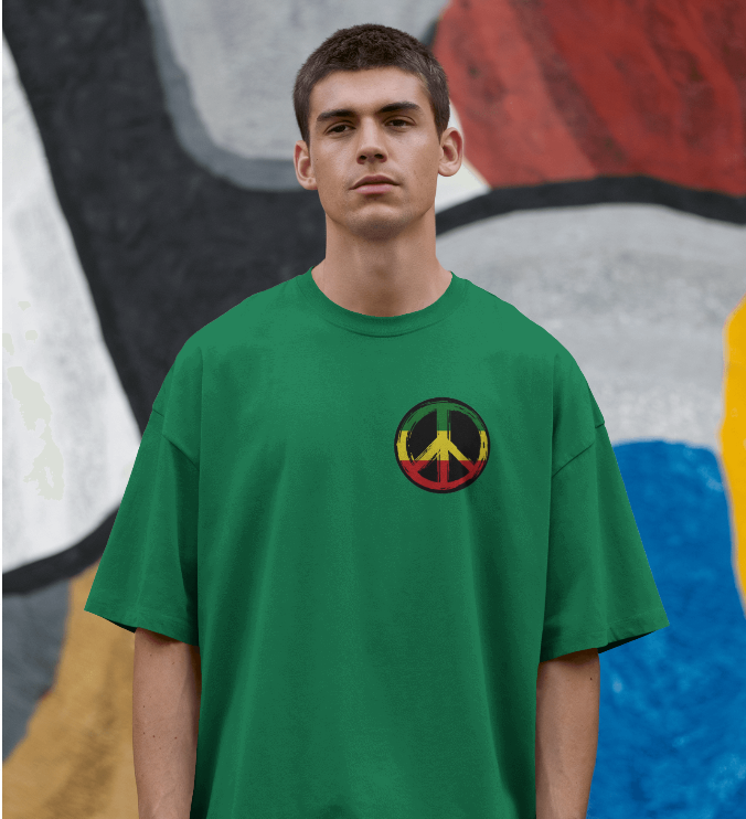 Green Rasta Oversized T-Shirt with Reggae Graphic