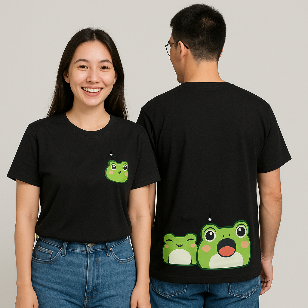 Cute Frog Graphic Black Oversized T-Shirt – Unisex