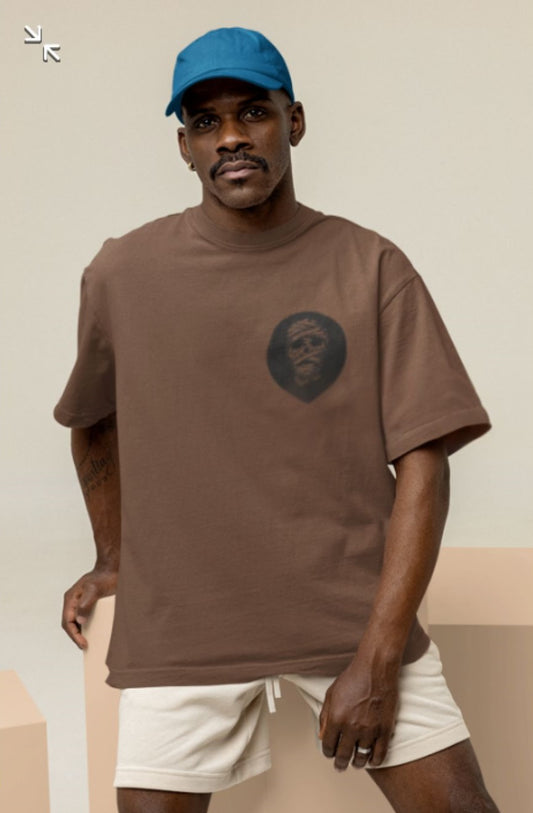 blindfolded and bound human figures oversize t shirt