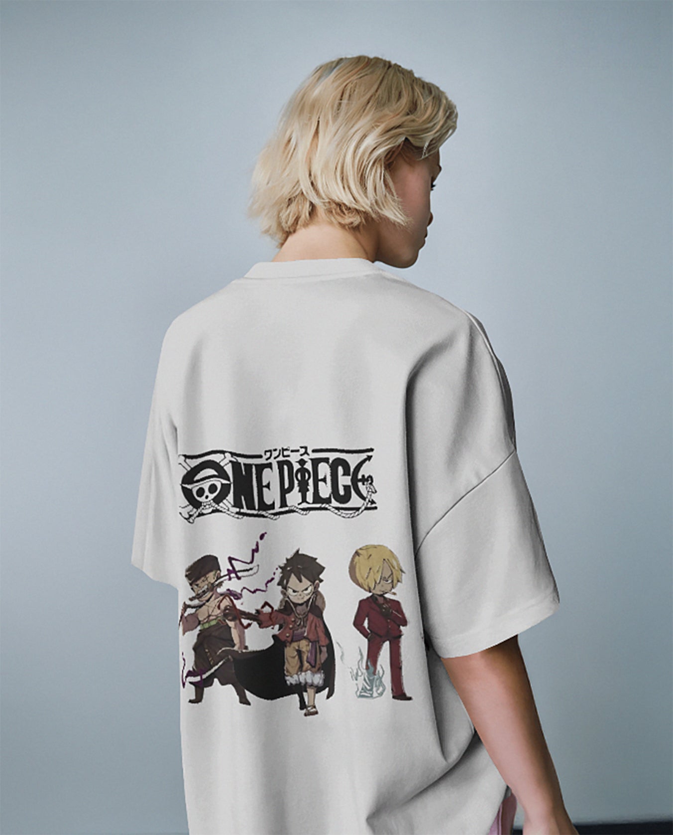 Zoro, Luffy, and Sanji in a stylized, edgy design oversize t shirt