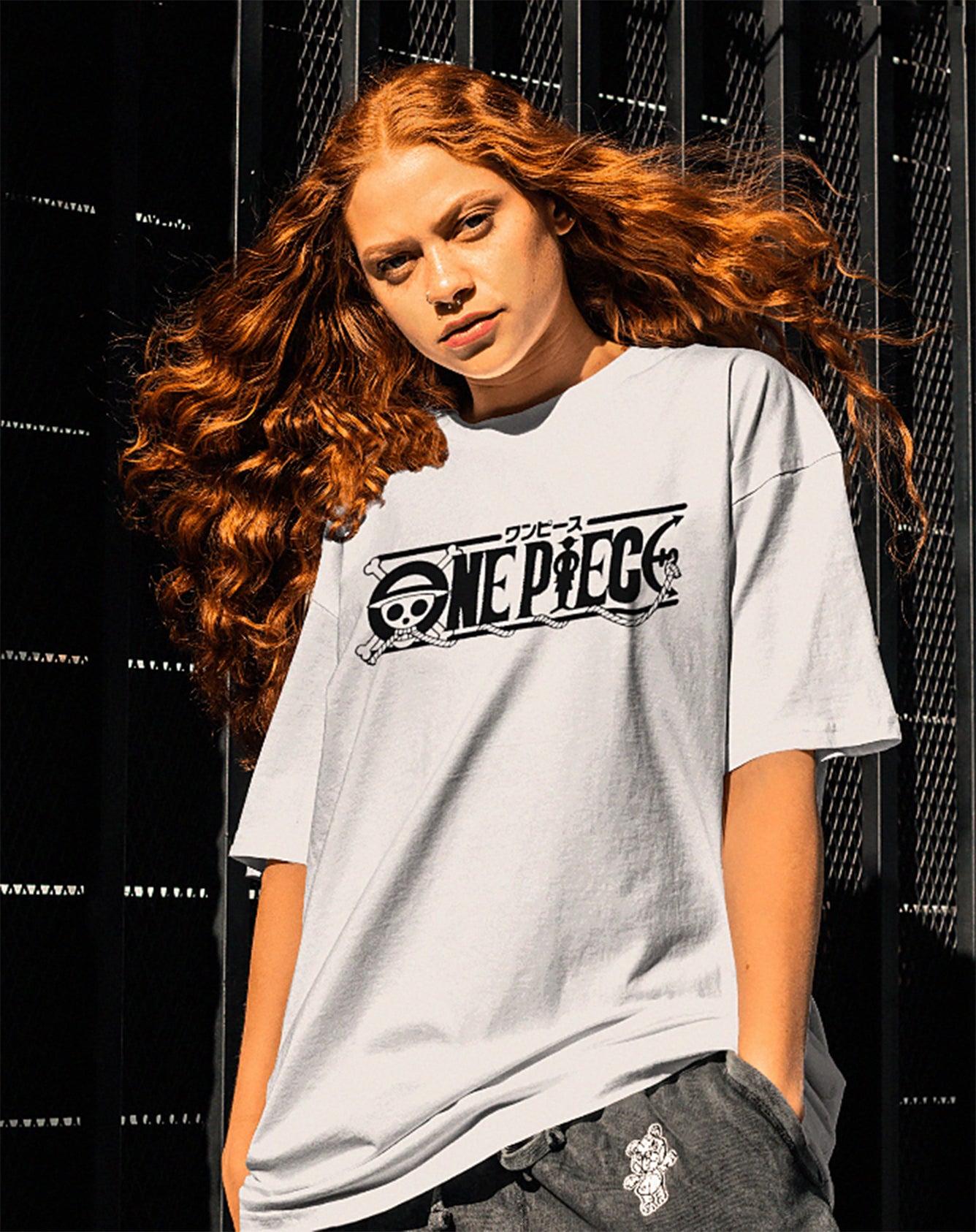 Zoro, Luffy, and Sanji in a stylized, edgy design oversize t shirt