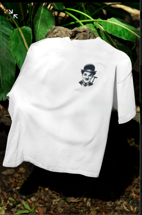 Charlie Chaplin Graphic Oversized T-Shirt – White