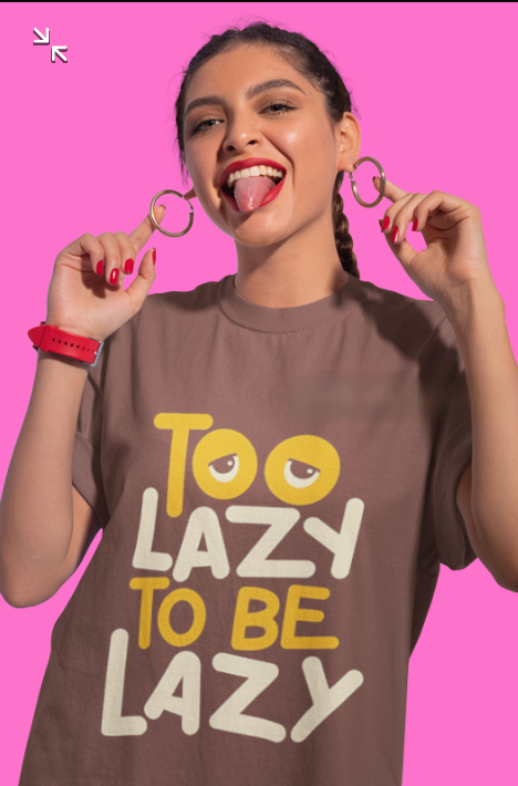 Too Lazy chocolate brown printed oversize T shirt